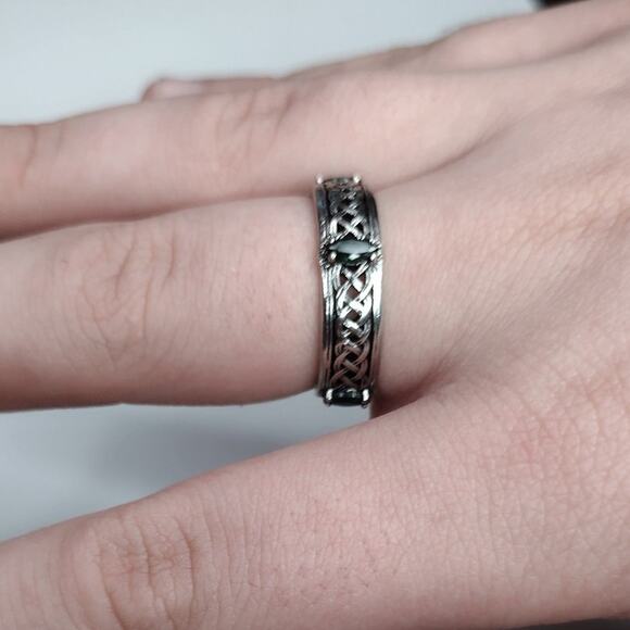 Celtic Emerald Ring Adjustable Silver Plated St Patrick's Christmas Irish Gift! - Picture 5 of 6